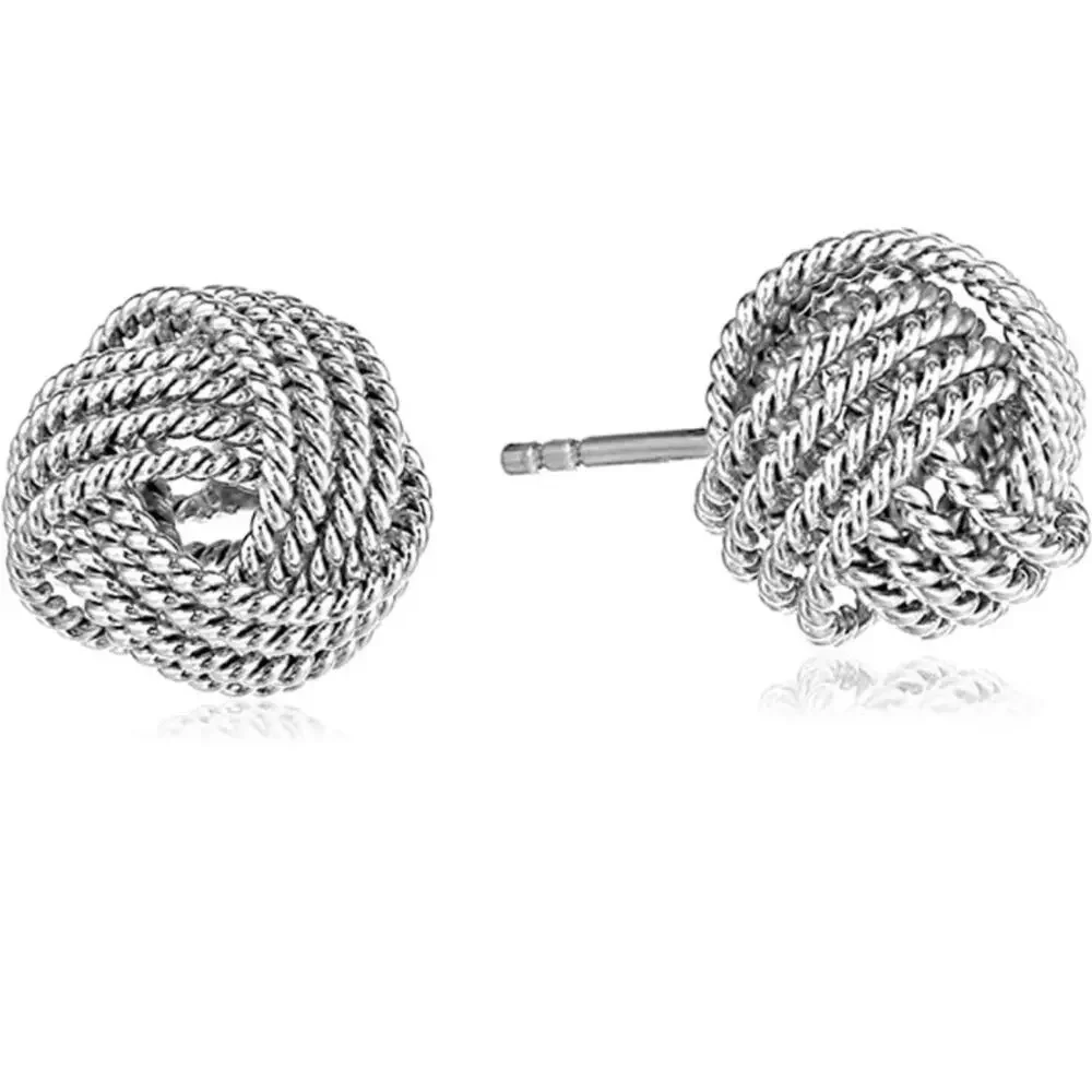 NEW 925 sterling silver knot shaped stud earrings jewelry B21B